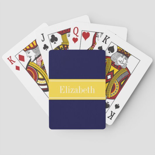 Solid Navy Blue, ananaslint monogram Pokerkaarten (Achterkant)
