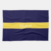 Solid Navy Blue, ananaslint monogram Theedoek (Horizontaal)