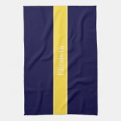 Solid Navy Blue, ananaslint monogram Theedoek (Verticaal)