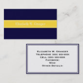 Solid Navy Blue, ananaslint monogram Visitekaartje (Voorkant / Achterkant)