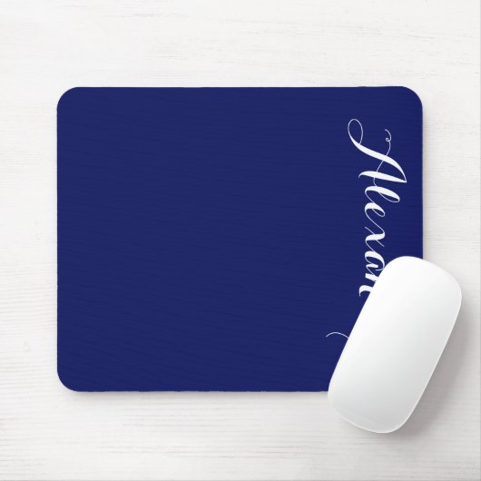 Solid Navy Blue Background, naam monogram Muismat (Met muis)