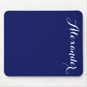 Solid Navy Blue Background, naam monogram Muismat