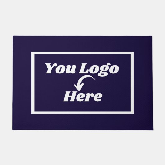 Solid Navy Blue Business Bedrijf Logo Deurmat (Voorkant)