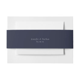 Solid Navy Blue Color Wedding Uitnodigingen Wikkel