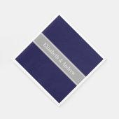 Solid Navy Blue, Dark Grey Ribbon Name Monogram Servetten (Hoek)