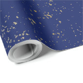 Solid Navy Blue Gift Wrap Paper with Gold Paint Cadeaupapier (Rol Hoek)