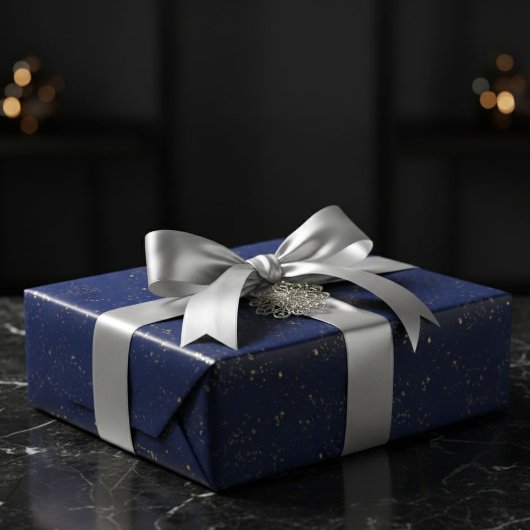 Solid Navy Blue Gift Wrap Paper with Gold Paint Cadeaupapier
