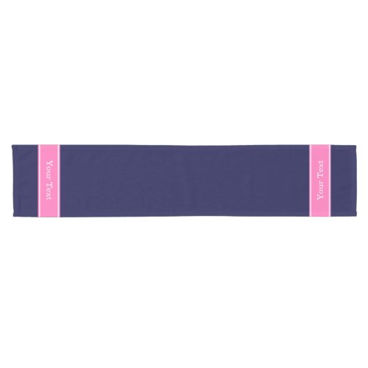 Solid Navy Blue Hot Roze #2 Monogram op naam Korte Tafelloper (Horizontaal)