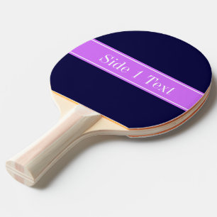 Solid Navy Blue, Lila monogram op naam van lint Tafeltennisbatje