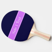 Solid Navy Blue, Lila monogram op naam van lint Tafeltennisbatje (Zijkant)