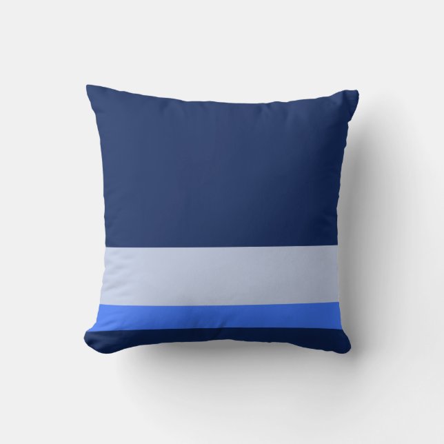 Solid Navy Blue met blauwe en pastelblauwe lijnen Kussen (Voorkant)
