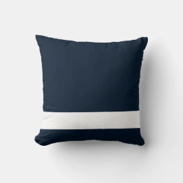 Solid Navy Blue met witte onderstreep Kussen