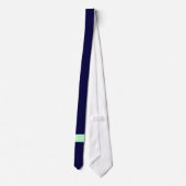 Solid Navy Blue, Mint Ribbon Name Monogram Stropdas (Achterkant)