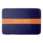 Solid Navy Blue, Pumpkin Ribbon Name Monogram Badmat (Voorkant)