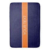 Solid Navy Blue, Pumpkin Ribbon Name Monogram Badmat (Voorkant Verticaal)