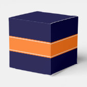 Solid Navy Blue, Pumpkin Ribbon Name Monogram Bedankdoosjes (Achterkant)