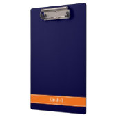 Solid Navy Blue, Pumpkin Ribbon Name Monogram Klembord (Links)