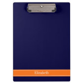 Solid Navy Blue, Pumpkin Ribbon Name Monogram Klembord (Voorkant)