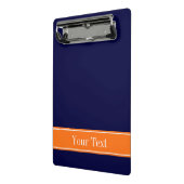 Solid Navy Blue, Pumpkin Ribbon Name Monogram Mini Klembord (Angled2)