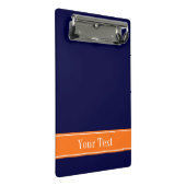 Solid Navy Blue, Pumpkin Ribbon Name Monogram Mini Klembord (Schuin)