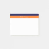 Solid Navy Blue, Pumpkin Ribbon Name Monogram Post-it® Notes (Voorkant)