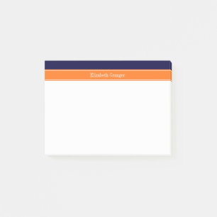 Solid Navy Blue, Pumpkin Ribbon Name Monogram Post-it® Notes