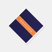 Solid Navy Blue, Pumpkin Ribbon Name Monogram Servetten (Hoek)