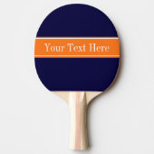 Solid Navy Blue, Pumpkin Ribbon Name Monogram Tafeltennisbatje (Voorkant)