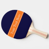 Solid Navy Blue, Pumpkin Ribbon Name Monogram Tafeltennisbatje (Zijkant)