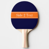Solid Navy Blue, Pumpkin Ribbon Name Monogram Tafeltennisbatje (Achterkant)