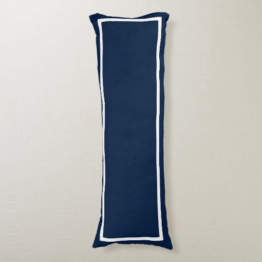 Solid Navy met witte Trim Body Pillow Lichaamskussen (Voorkant Verticaal)