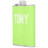 Solid Neon Apple Groene Aangepaste Naam Monogram Heupfles (Links)