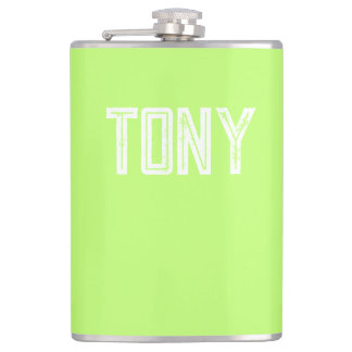 Solid Neon Apple Groene Aangepaste Naam Monogram Heupfles