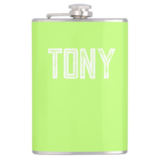 Solid Neon Apple Groene Aangepaste Naam Monogram Heupfles (Voorkant)