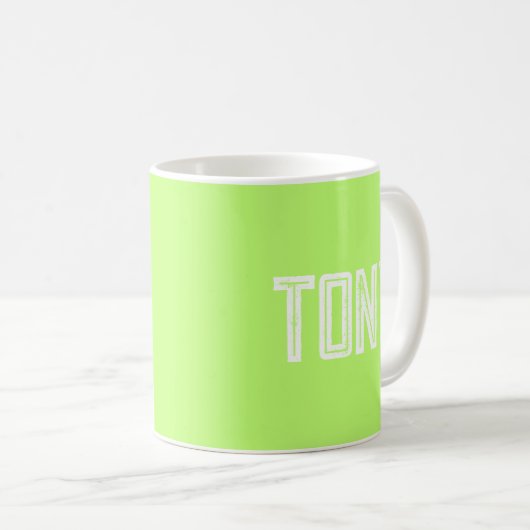 Solid Neon Apple Groene Aangepaste Naam Monogram Koffiemok (Voorkant rechts)