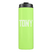 Solid Neon Apple Groene Aangepaste Naam Monogram Thermosbeker (Voorkant)