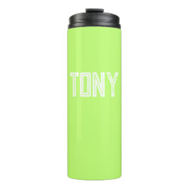 Solid Neon Apple Groene Aangepaste Naam Monogram Thermosbeker