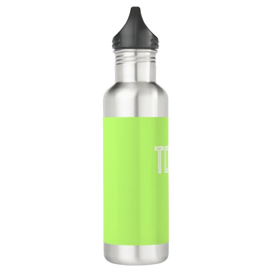 Solid Neon Apple Groene Aangepaste Naam Monogram Waterfles (Links)