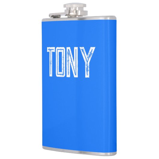 Solid Neon Blue Aangepast monogram Heupfles (Links)