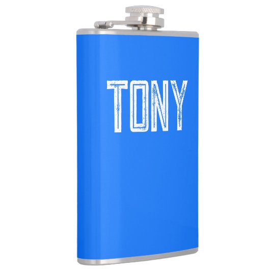 Solid Neon Blue Aangepast monogram Heupfles (Rechts)