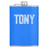 Solid Neon Blue Aangepast monogram Heupfles (Voorkant)