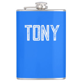 Solid Neon Blue Aangepast monogram Heupfles