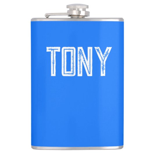 Solid Neon Blue Aangepast monogram Heupfles (Voorkant)