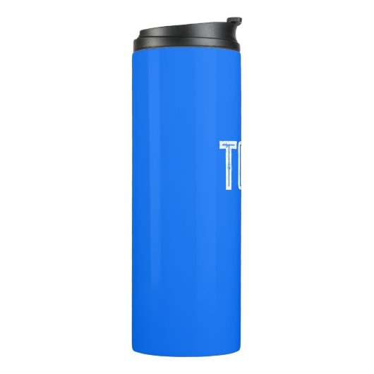 Solid Neon Blue Aangepast monogram Thermosbeker (Gedraaid links)