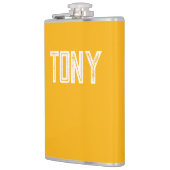 Solid Neon Bright Oranje monogram voor aangepaste  Heupfles (Links)