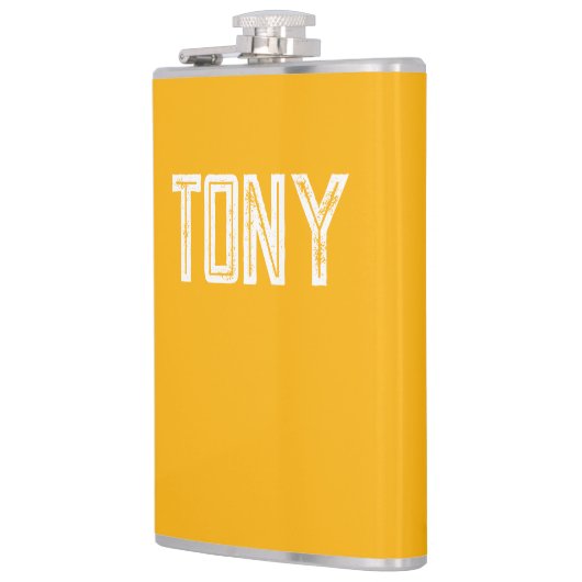 Solid Neon Bright Oranje monogram voor aangepaste  Heupfles (Links)