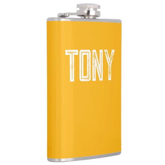 Solid Neon Bright Oranje monogram voor aangepaste  Heupfles (Rechts)