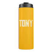 Solid Neon Bright Oranje monogram voor aangepaste  Thermosbeker (Voorkant)