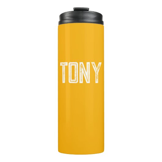 Solid Neon Bright Oranje monogram voor aangepaste  Thermosbeker (Voorkant)