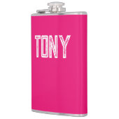 Solid Neon Hot Roze - Aangepaste monogram Heupfles (Links)